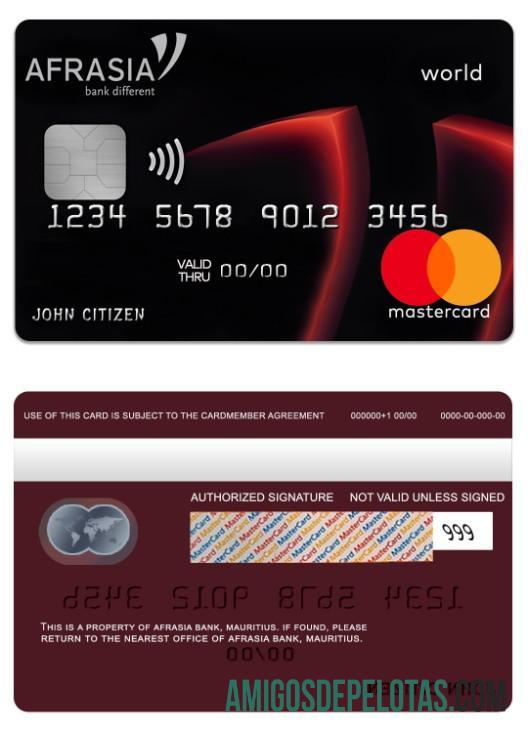 Mauritius Afrasia Bank World Mastercard sample